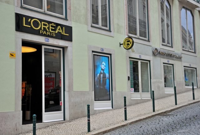 L’Oreal store in the prestigious Baixa district of Lisbon, Portugal on November 23, 2013