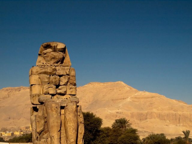 One of the two Collosi of Memnon, Luxor, Egypt