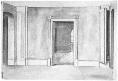 Sketch showing the concealed entrance to a priest hole at Partingdale House in England