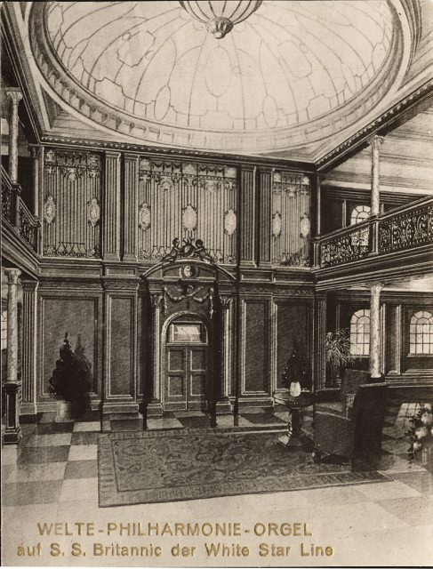 Welte philharmonic organ on Britannic in a company catalogue of 1914