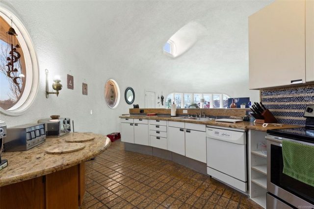 Monolithic dome house kitchen