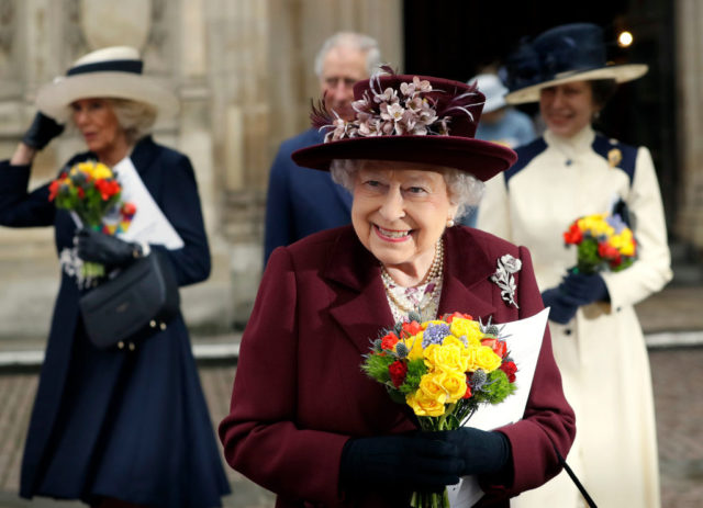 Elizabeth holding flowers