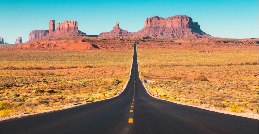 US Highway 163. The road leading to Monument Valley, Utah.