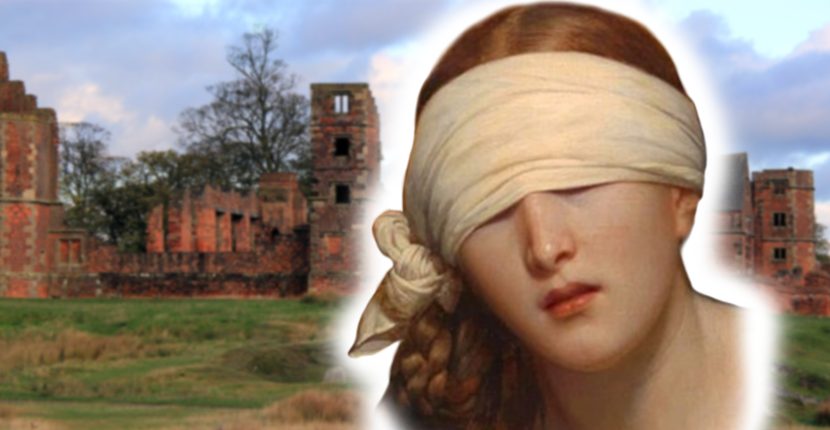 Blindfolded Lady Jane Grey and her discovered house.