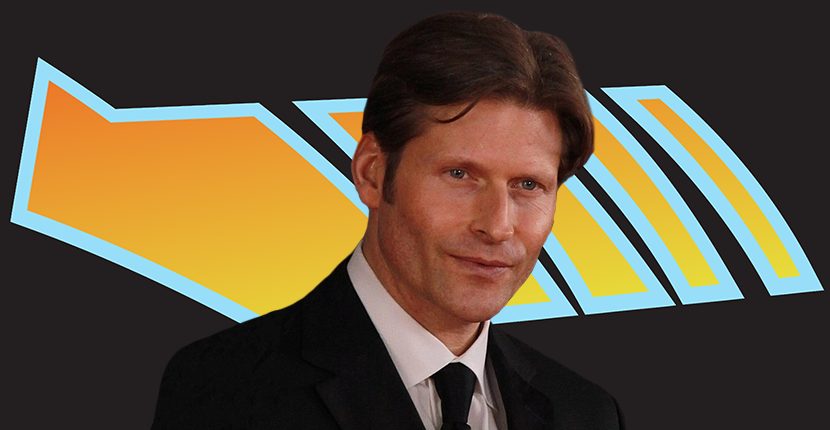 Crispin Glover with Back to the Future arrow. Photo by Thomas Attila Lewis CC by SA-3.0