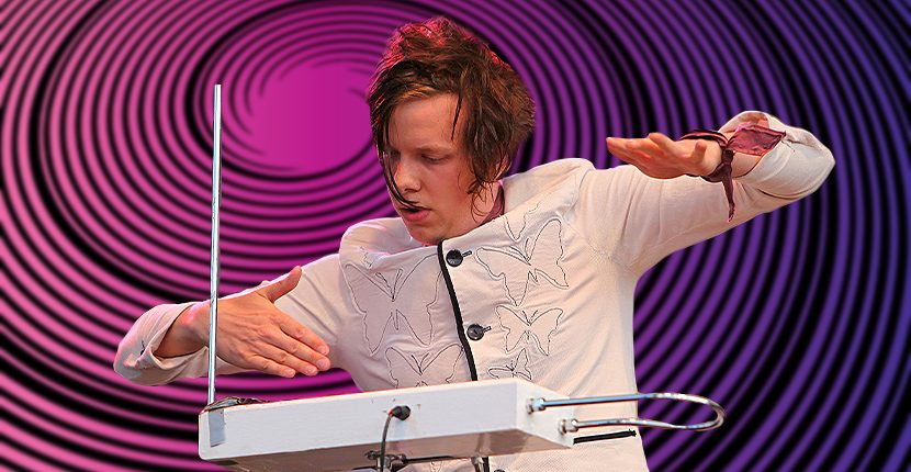 Swedish music group Detektivbyrån rocking the theremin in 2009. Photo by Bengt Nyman CC by 2.0