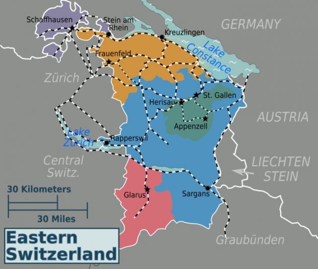 Eastern Switzerland map
