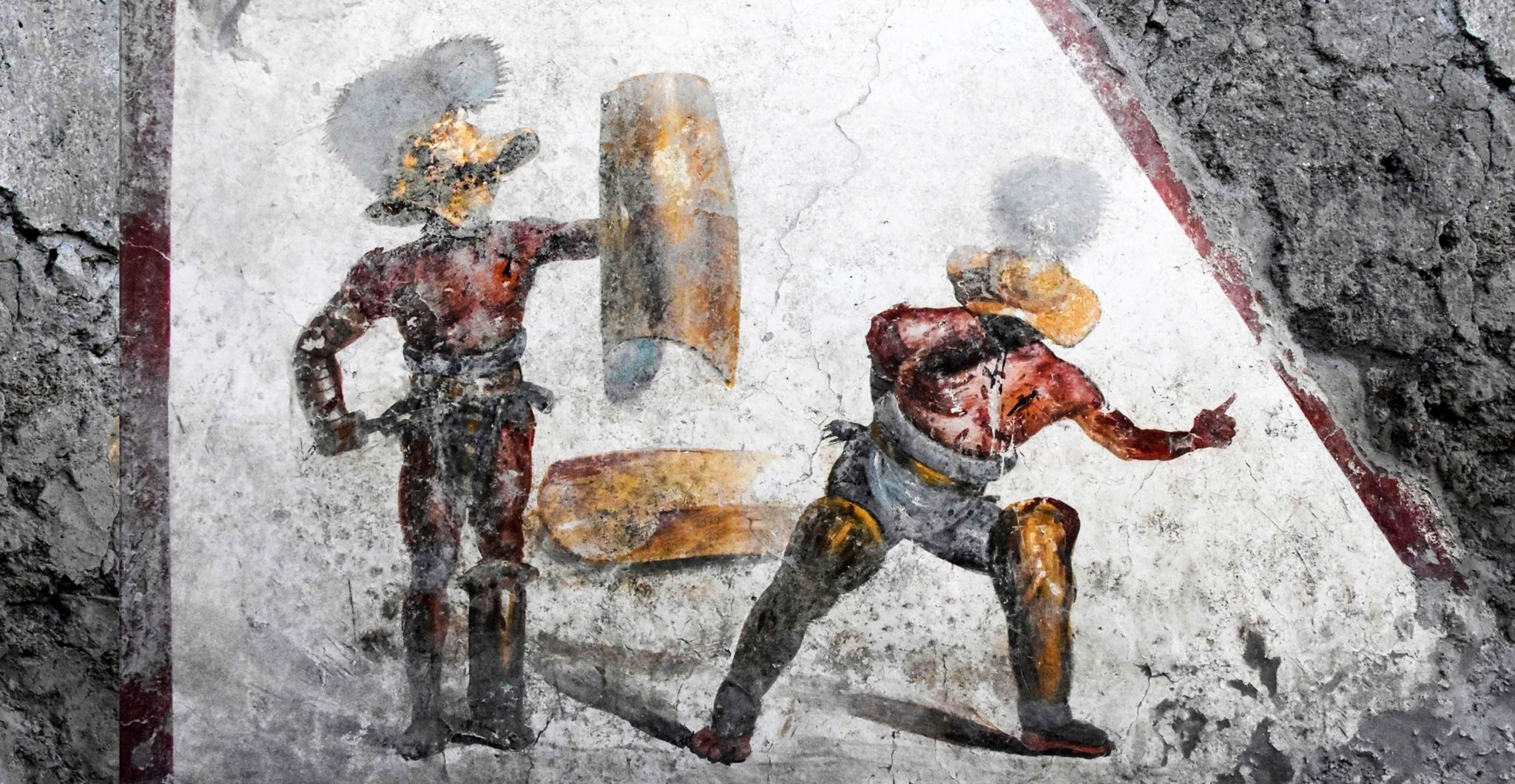 The gladiator fresco found (Archaeological Park of Pompeii)