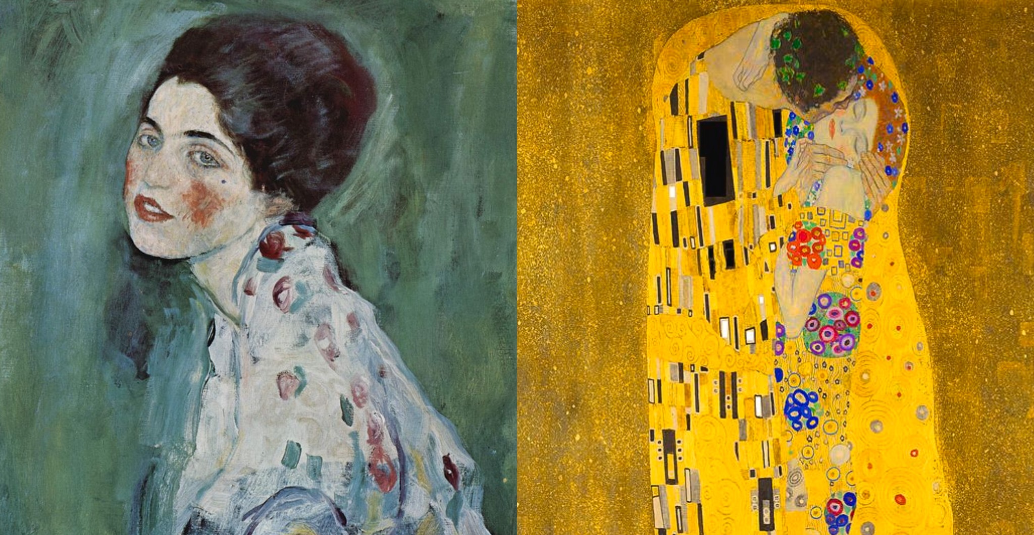 Portrait of a Lady and The Kiss by Gustav Klimt