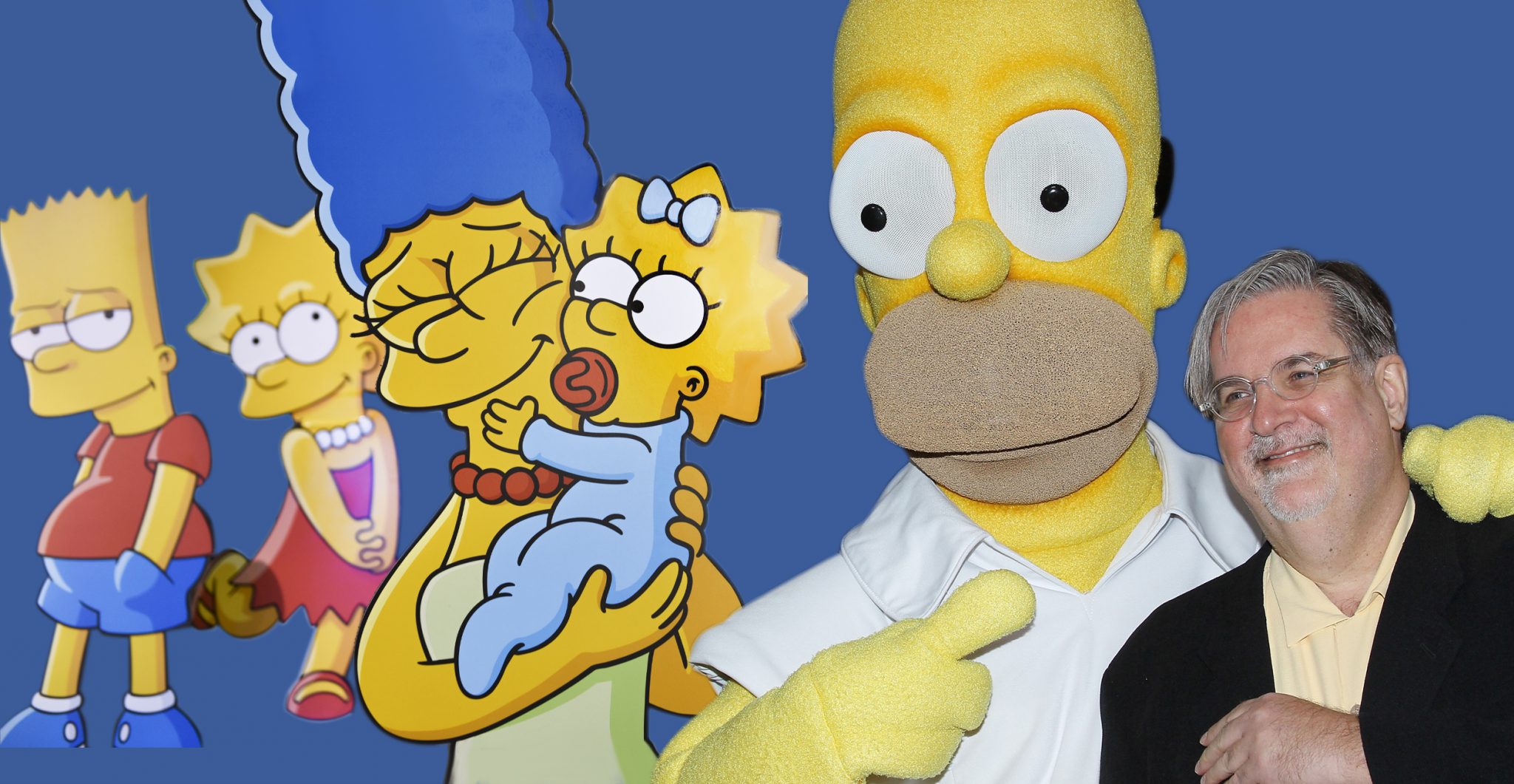 The Simpsons characters with creator Matt Groening. Getty Images