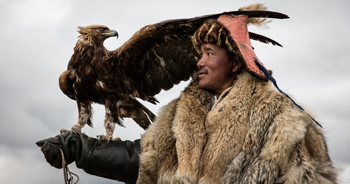 Mongolian eagle hunter. Photo by Joel Santos / Barcroft Media via Getty Images 