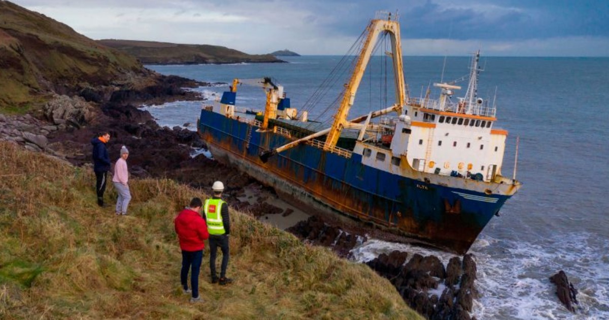 The MV Alta ghost ship which turned up on Irish shores.  (Photo by CATHAL NOONAN/AFP via Getty Images)