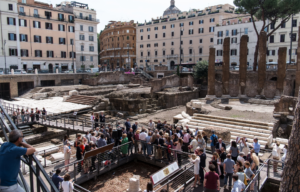Views of the archaeological area of Largo Argentina in Rome, Italy