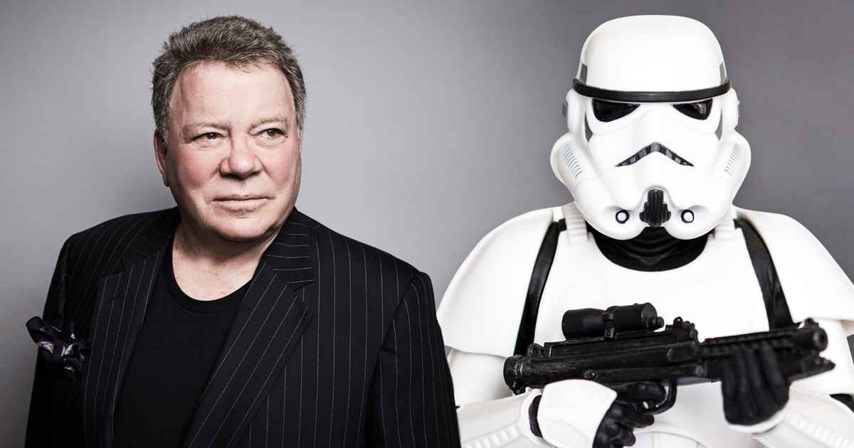 William Shatner and a Stormtrooper. Shatner image from Getty