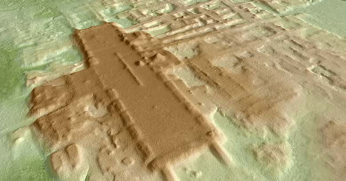 Radar scan of Aguada, the oldest and largest Mayan structure ever found. (Takeshi Inomata et al.)
