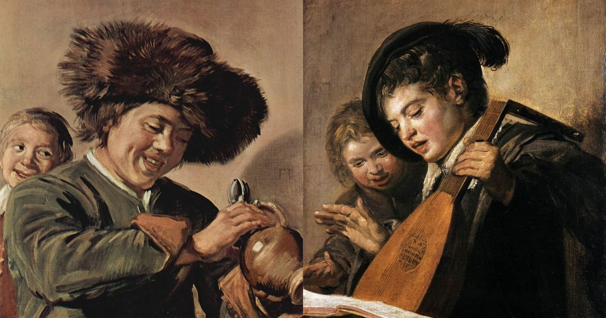 Frans Hals "Two Laughing Boys with a Mug of Beer" and "Two Boys Singing"