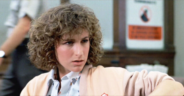 Jennifer Grey in character in the police station scene