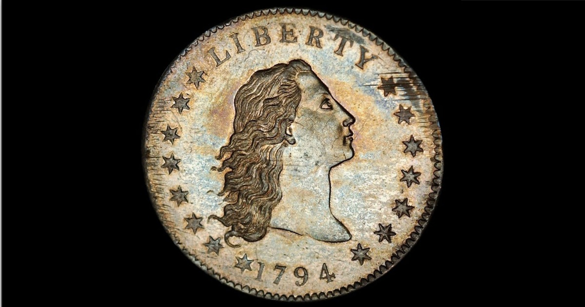  It is thought that this might possibly be the very first silver dollar minted in the U.S. The coin is insured for ten million USD. (Photo by Rare Coin Wholesalers via Getty Images)