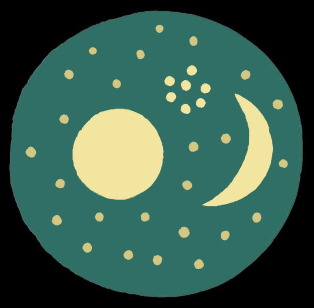 Nebra Sky Disk 1) On the left the full moon, on the right the waxing moon, and between and above, the Pleiades