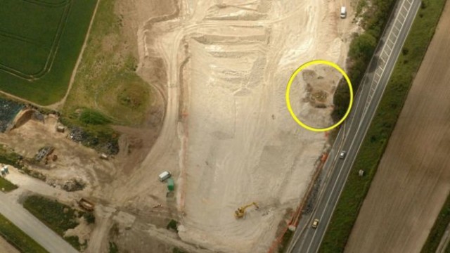 The burial site is now part of the relief road. © Oxford Archaeology