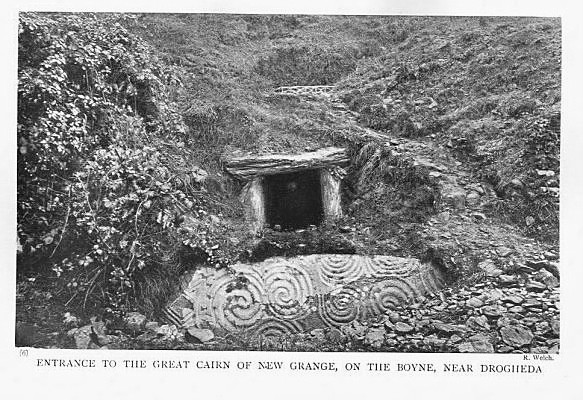 The entrance to Newgrange in the late 1800s, when the mound had become largely overgrown