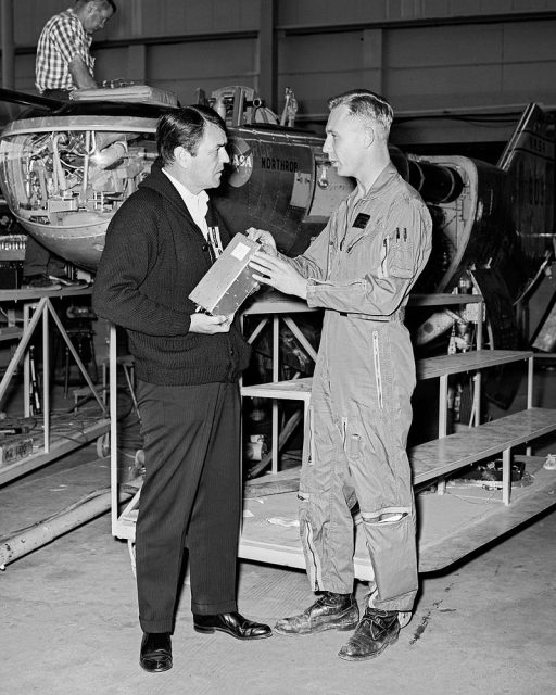 Doohan (left) visiting NASA’s Dryden Flight Research Center with pilot Bruce Peterson April 13, 1967 in front of the Northrop M2-F2. (Photo Credit: By NASA / Wikipedia Commons, Public Domain)