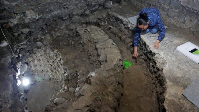 The tower was first discovered in 2017. A team of archaeologists has been painstakingly uncovering them ever since. Credit: National Institute of Anthropology and History