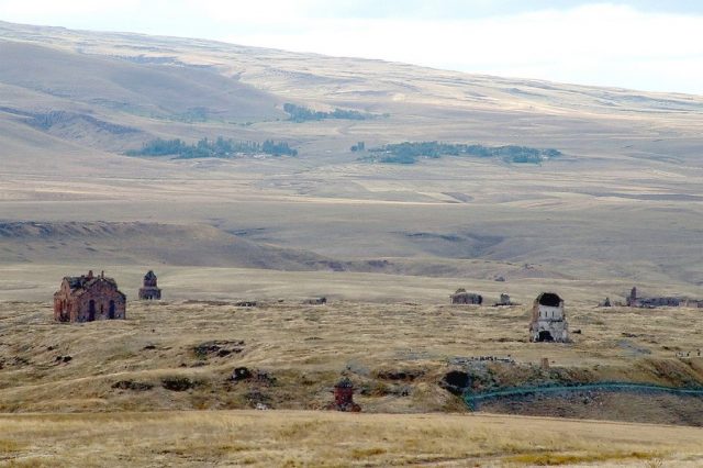 Ani, as viewed from across the border, in Armenia.