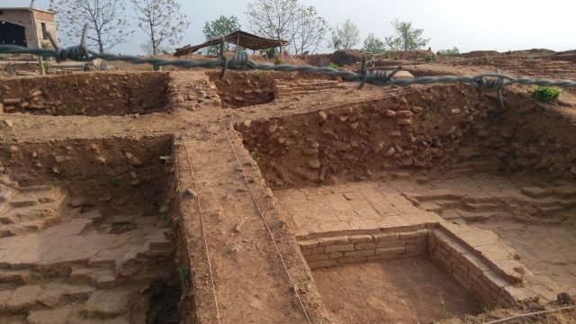 The first hilltop Buddhist monastery of the Gangetic Valley has been found at Lal Pahari in Lakhisarai district Credit: Excavation at Lal Pahari