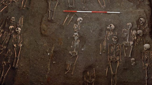 Working life often began at the age of 12 and those buried at the parish site would have been involved in “long hours doing heavy manual labour” Credit: University of Cambridge