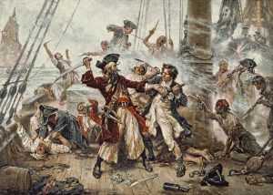 Capture of the Pirate, Blackbeard, painted by Jean Leon Gerome Ferris, 1920