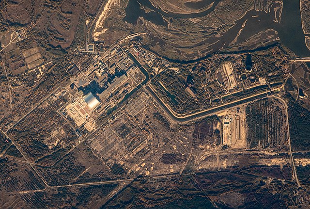 Chernobyl power plant seen from space