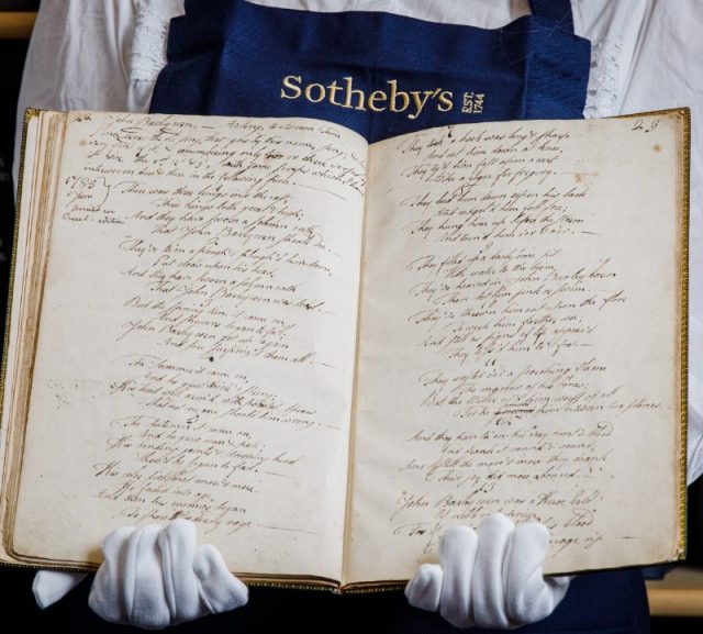 In situ photo of Robbie Burns' First Commonplace Book