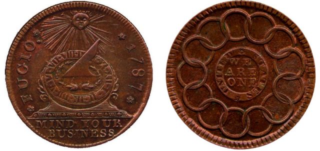 Front and back image of the Fugio cent
