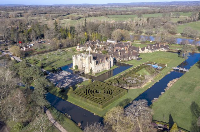 The maze at Hever Castle basks in the late winter sunshine on March 8, 2019 in Hever, United Kingdom.