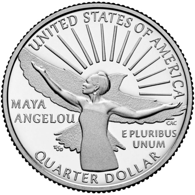 Maya Angelou on the back of the quarter
