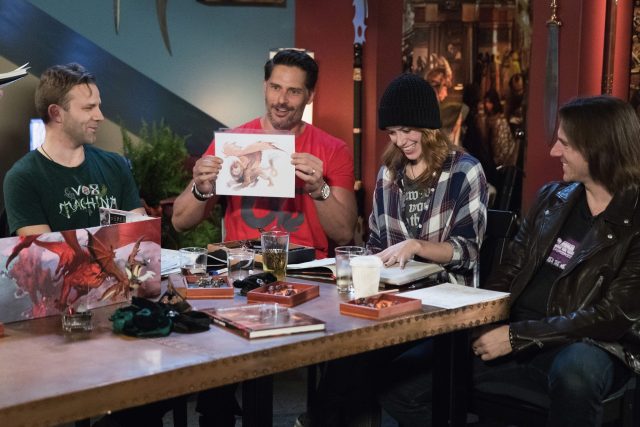 Joe Manganiello and the cast of Critical Role play Dungeons and Dragons during a livestream event in 2017.
