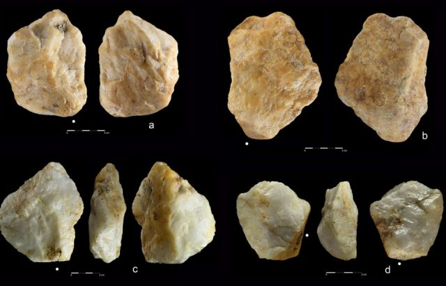 Evidence of stone-knapping by Homo Erectus found at the site.