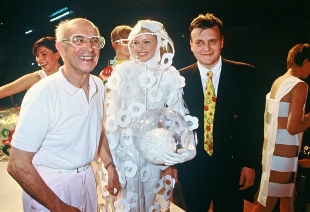 Andre Courreges getting ready for a show, 1994