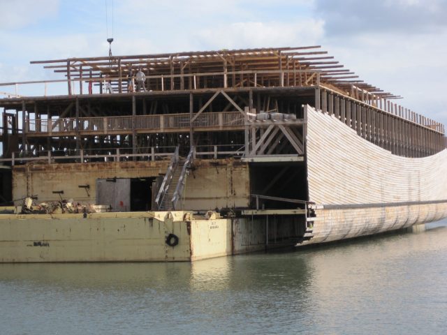 The full-sized ark mid-construction.