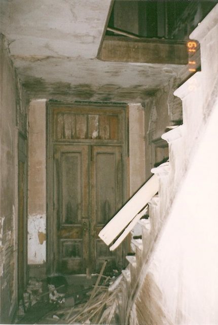 Crumbling interior of the Foote Mansion 