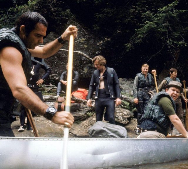 Ned Beatty on the set of Deliverance