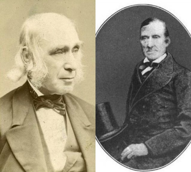 Bronson Alcott and Charles Lane, founders of Fruitlands