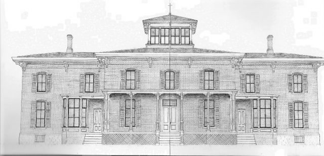 Drawing of the Foote Mansion before it began to crumble 
