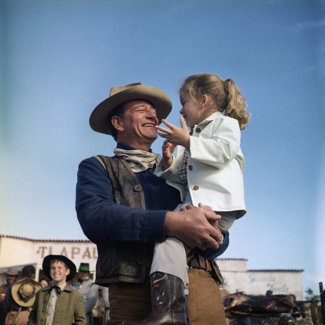 John Wayne and daughter Aissa, September 1960