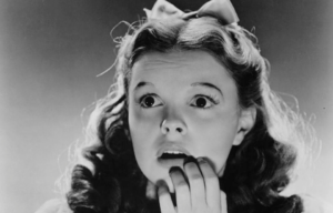 Photo showing Judy Garland from The Wizard of Oz looking nervous