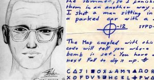 Zodiac Killer composite sketch + Z32 cipher