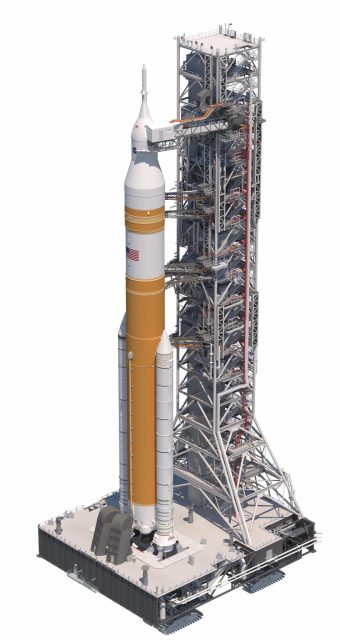 artist rendition of final Artemis I SLS