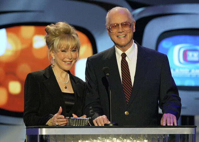 Barbara Eden (left) and Actor Larry Hagman at the 2nd Annual TV Land Awards in 2004