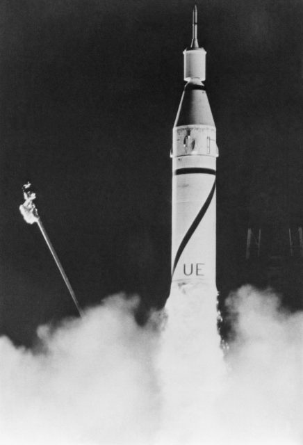 Explorer 1 satellite being launched 